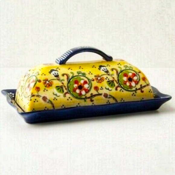 Anthropologie Dining Anthropologie Luna Hand Painted Blue And